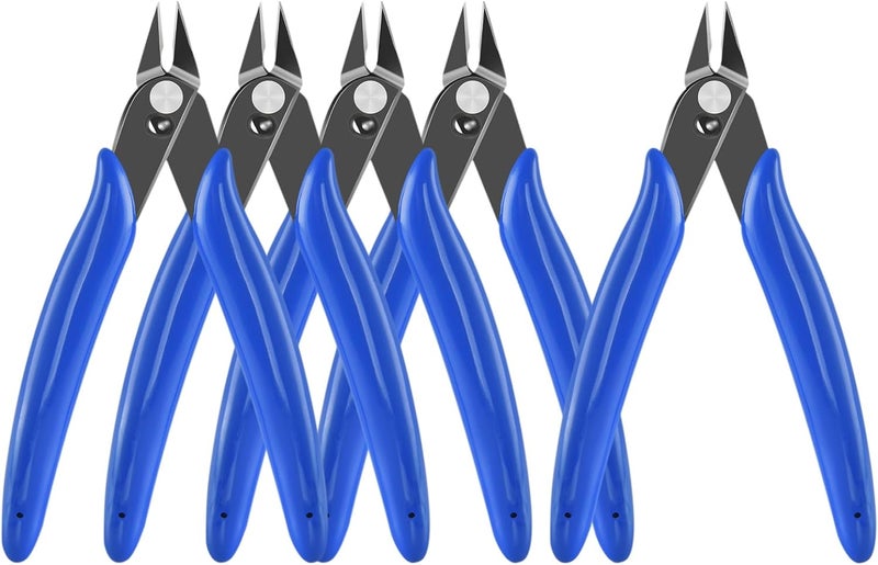 LBOKLING 5 Inch Micro Flush Cutter, 5Pack Small Wire Cutters Spring Loaded Cutting Pliers, Wire Cutters for Jewelry Making, Soft Copper Wire, Floral, Electronics, Model Craft, Heating Wire, 3D Print - Image 1